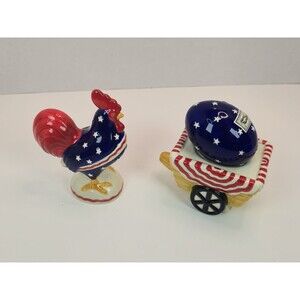 Department 56 'American Rooster' & Egg Cart Salt & Pepper Shaker Set Patriotic